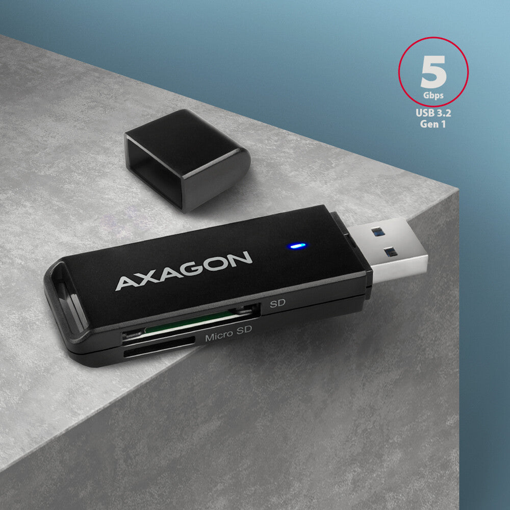 Axagon CRE-S2N kortlæser USB 3.2 Gen 1 (3.1 Gen 1) Type-A Sort