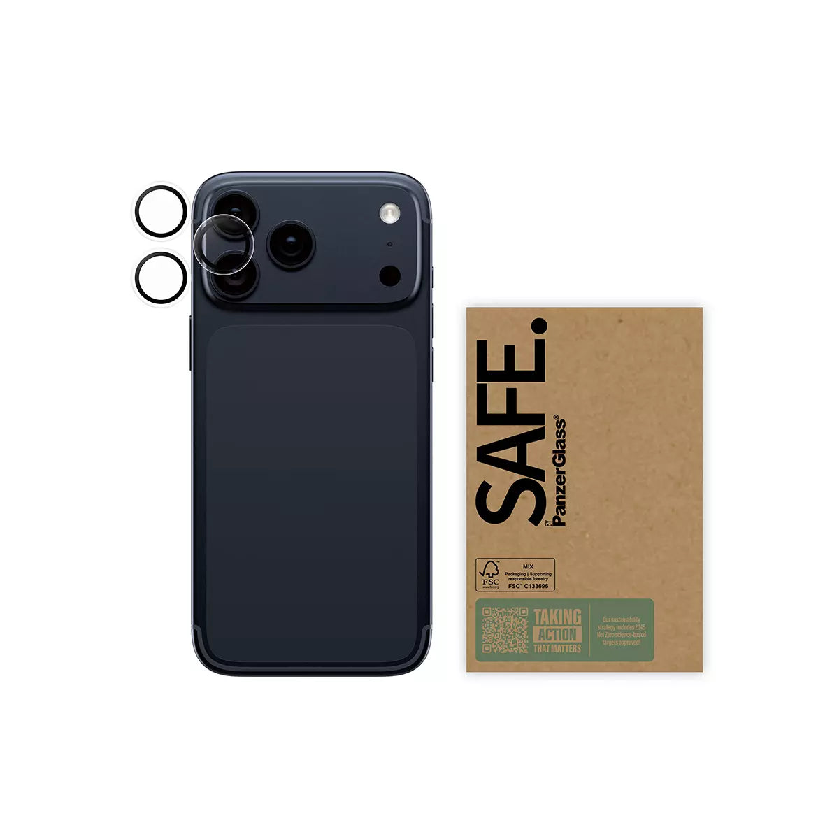 Safe by PanzerGlass kameralinsebeskytter transparent til iPhone 17 Pro | iPhone 17 Pro Max | iPhone 16 Pro | 16 Pro Max