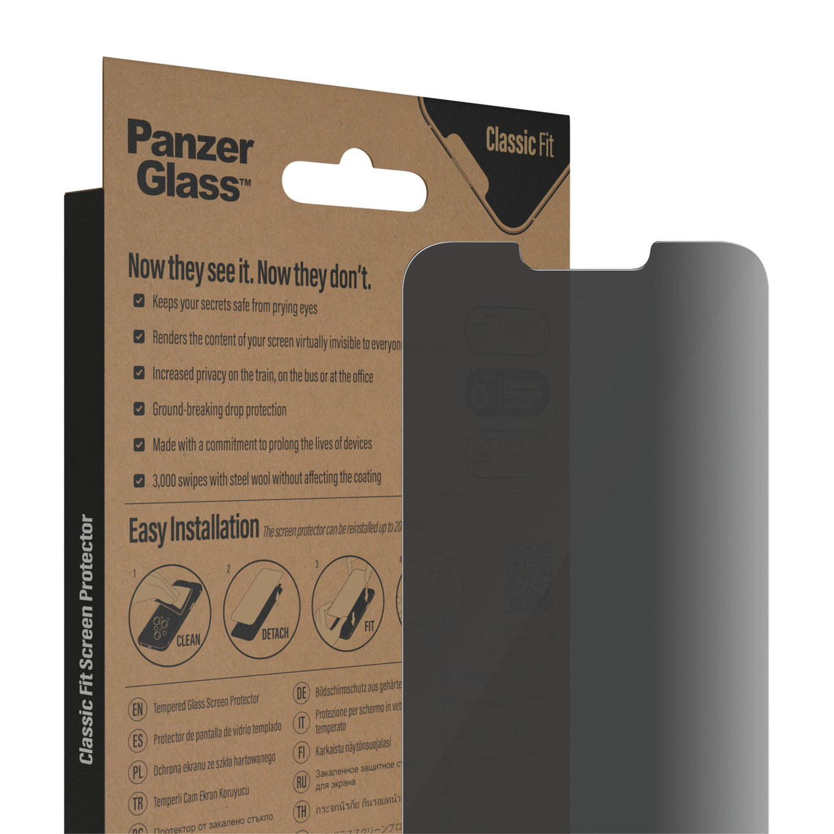 PanzerGlass ® Privacy Skærmbeskyttelse iPhone 14 Plus |13 Pro Max| Classic Fit
