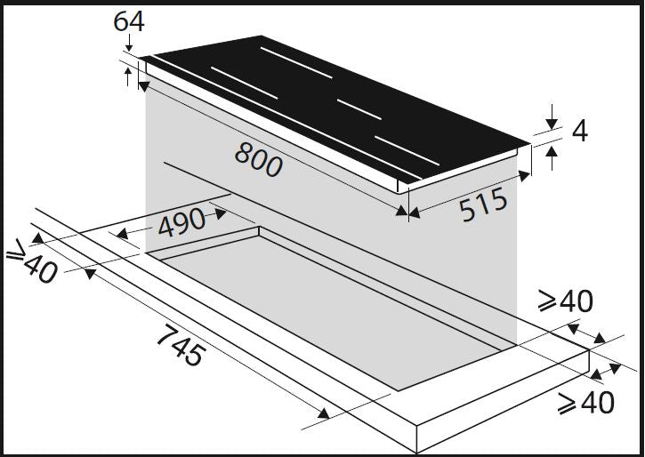 De Dietrich DPI7884XT kogeplade Sort Indbygget 80 cm Zone induktionskogeplade 3 zone(s)