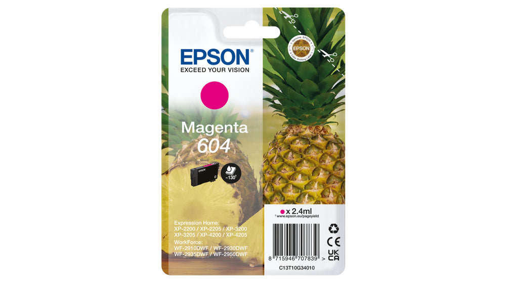 Epson 604 Singlepack Magenta 130 sider Blæk C13T10G34010