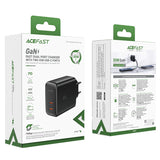 Acefast A29 PD50W GaN (USB-C + USB-C) dobbelt port oplader sort