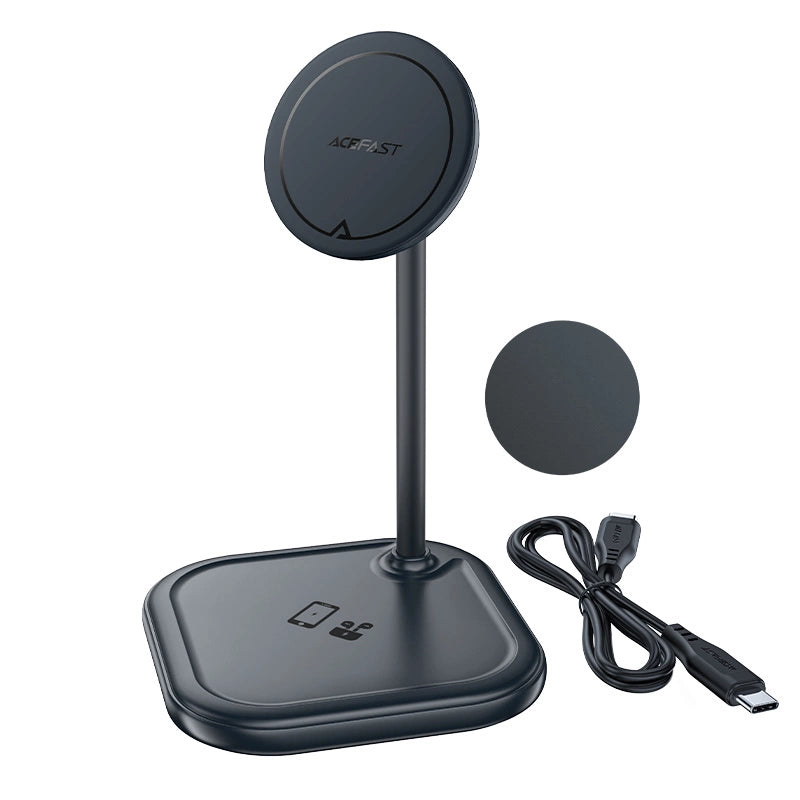 Acefast 15W Qi trådløs oplader til iPhone (med MagSafe) og Apple AirPods Standholder Magnetisk Holder Grå (E6 grå)
