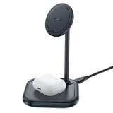 Acefast 15W Qi trådløs oplader til iPhone (med MagSafe) og Apple AirPods Standholder Magnetisk Holder Grå (E6 grå)