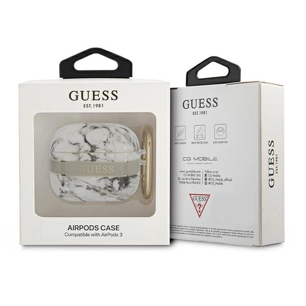 Guess GUA3HCHMAG AirPods 3 cover grey/grey Marble Strap Collection