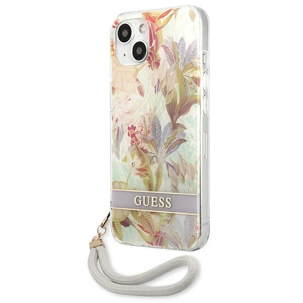 Guess GUHCP13SHFLSU iPhone 13 mini 5.4" purple/purple hardcase Flower Strap