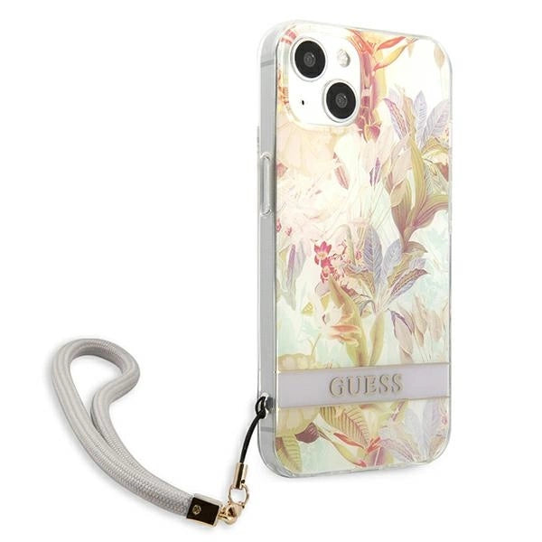 Guess GUHCP13SHFLSU iPhone 13 mini 5.4" purple/purple hardcase Flower Strap