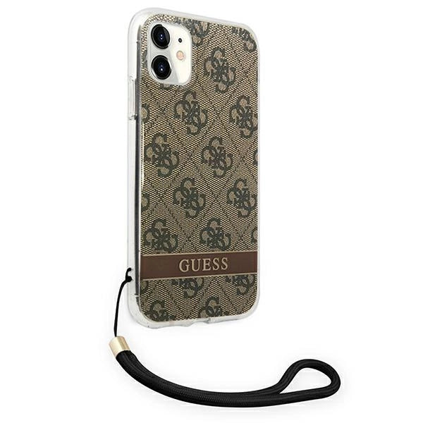 Guess GUOHCN61H4STW iPhone 11 brown/brown hardcase 4G Print Strap