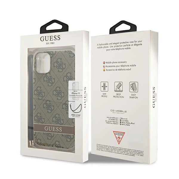 Guess GUOHCN61H4STW iPhone 11 brown/brown hardcase 4G Print Strap