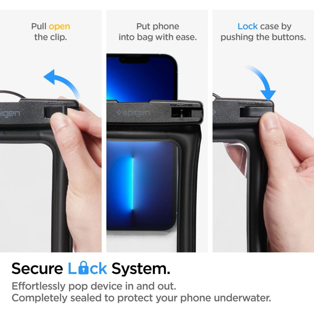 Spigen Aqua Shield A610 Case Waterproof Floating on Water - sort 2 stk.