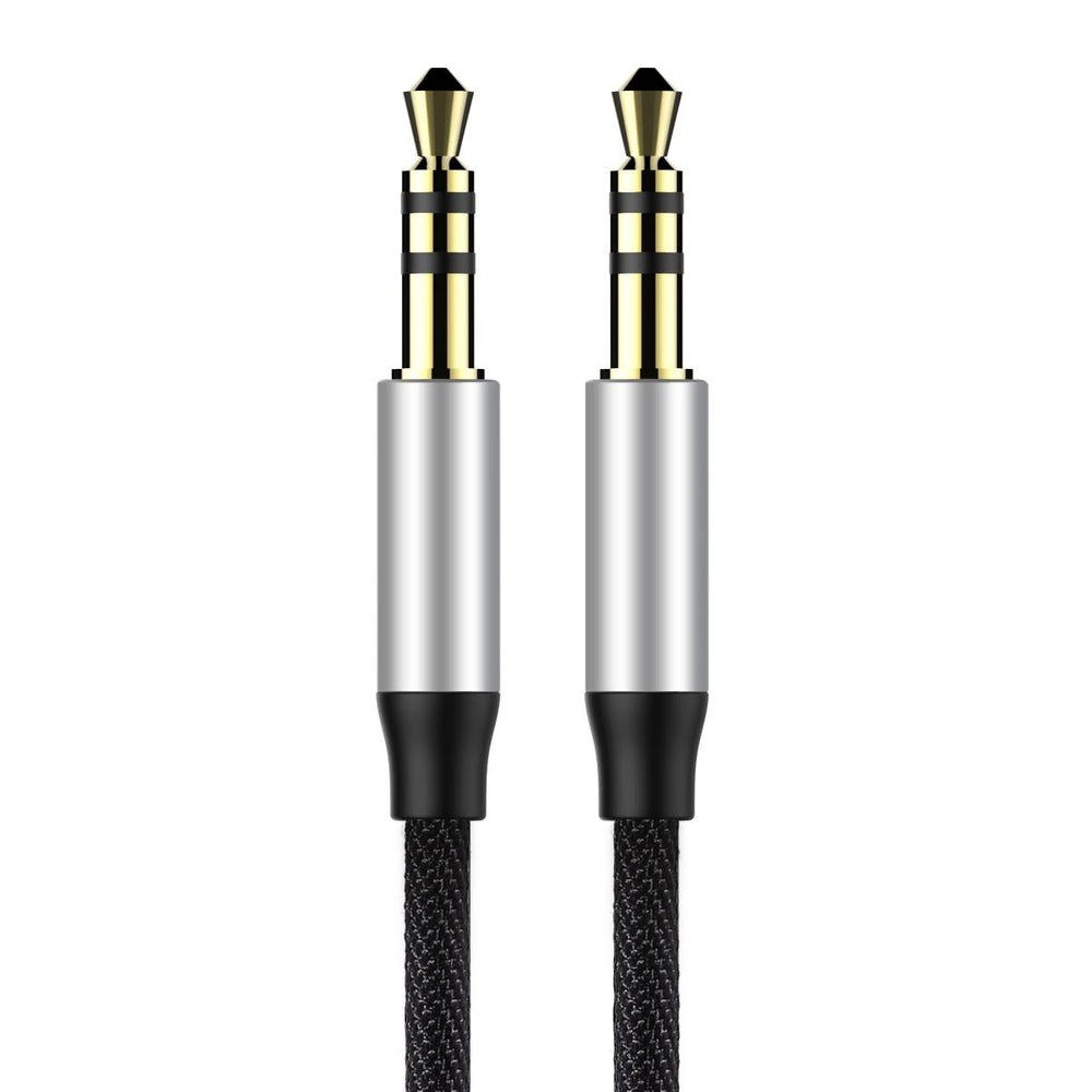 Baseus Yiven M30 stereo AUX 3,5 mm lydkabel mandlig mini jack 1m sølv-sort (CAM30-BS1)