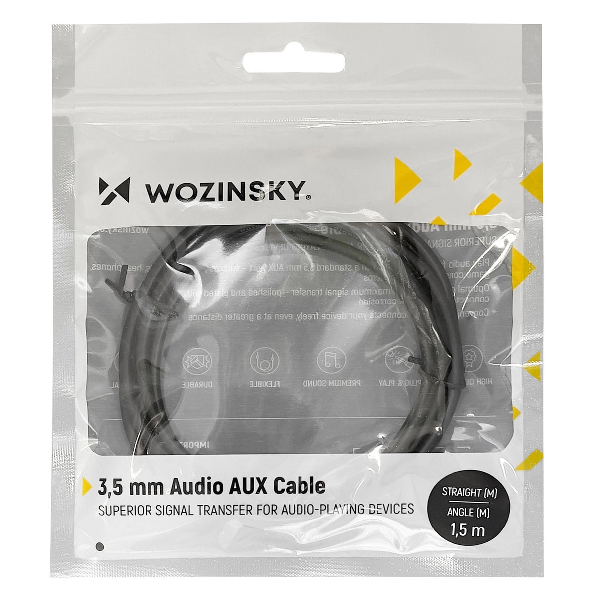 Wozinsky AUX-kabel vinklet (mand-mand) mini jack-kabel 1,5 m sort