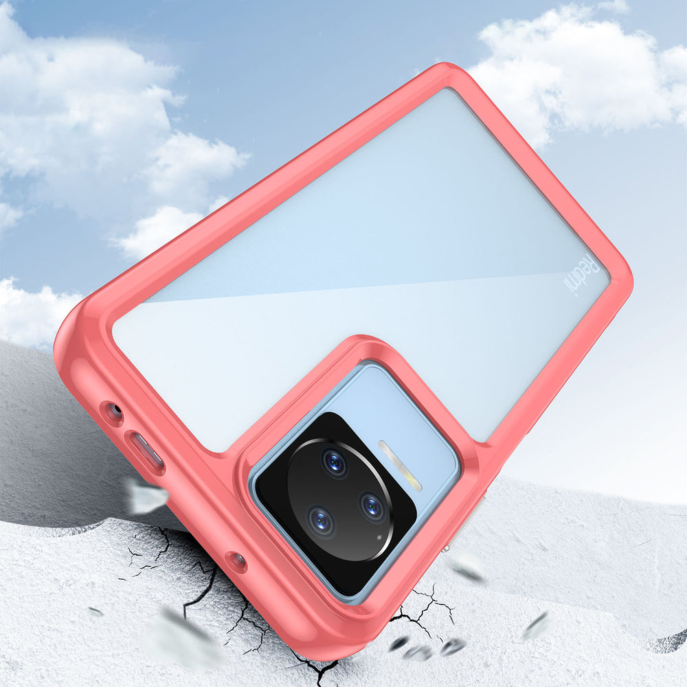 Outer Space Case Xiaomi Poco F4 5G cover med en fleksibel ramme rød