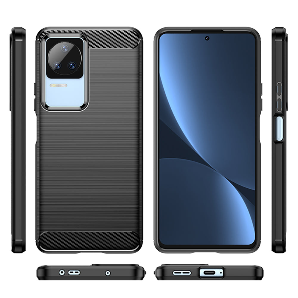 Carbon Case til Xiaomi Poco F4 5G fleksibelt silikone carbon cover sort