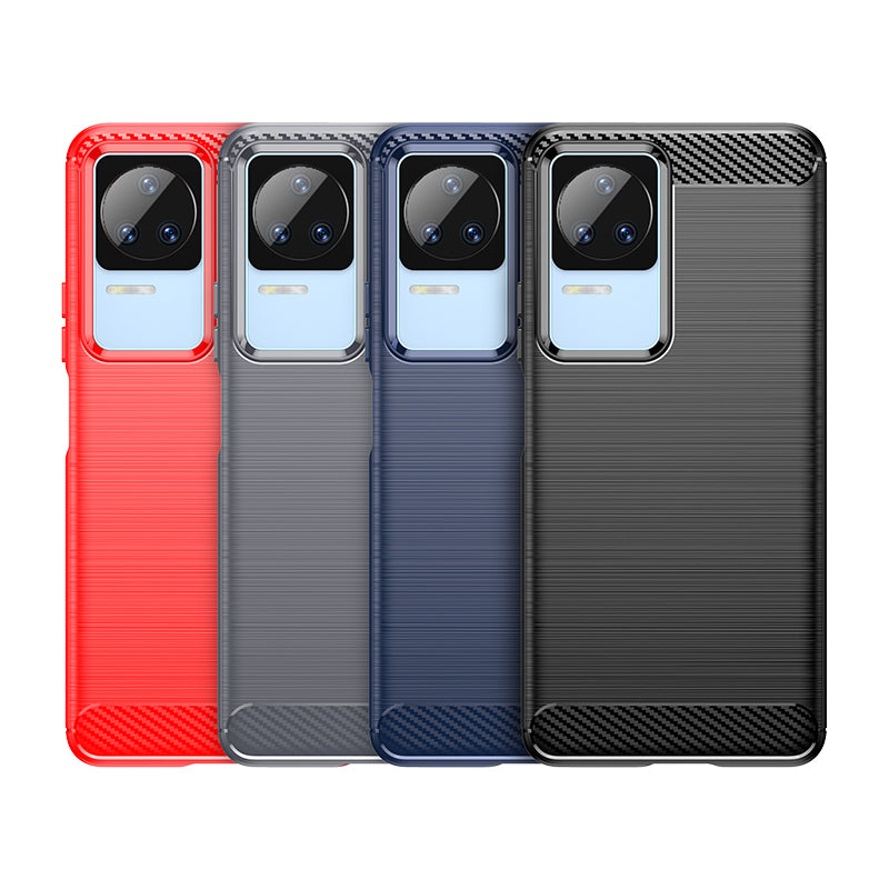 Carbon Case til Xiaomi Poco F4 5G fleksibelt silikone carbon cover sort
