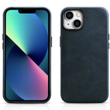 iCarer Oil Wax Premium Ledder Case iPhone 14 Plus Magnetisk Ledder Case med MagSafe mørkblå (WMI14220703-BU)