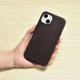 iCarer Oil Wax Premium Ledder Case iPhone 14 Plus Magnetisk Ledder Case med MagSafe Brown (WMI14220703-BN)