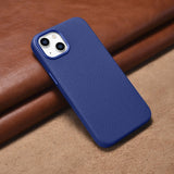 iCarer Litchi Premium Ledder Case iPhone 14 Magnetisk Ledder Case med MagSafe Dark Blue (WMI14220709-DB)