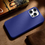 iCarer Litchi Premium Ledder Case iPhone 14 Pro Magnetisk Ledder Case med MagSafe Dark Blue (WMI14220710-DB)