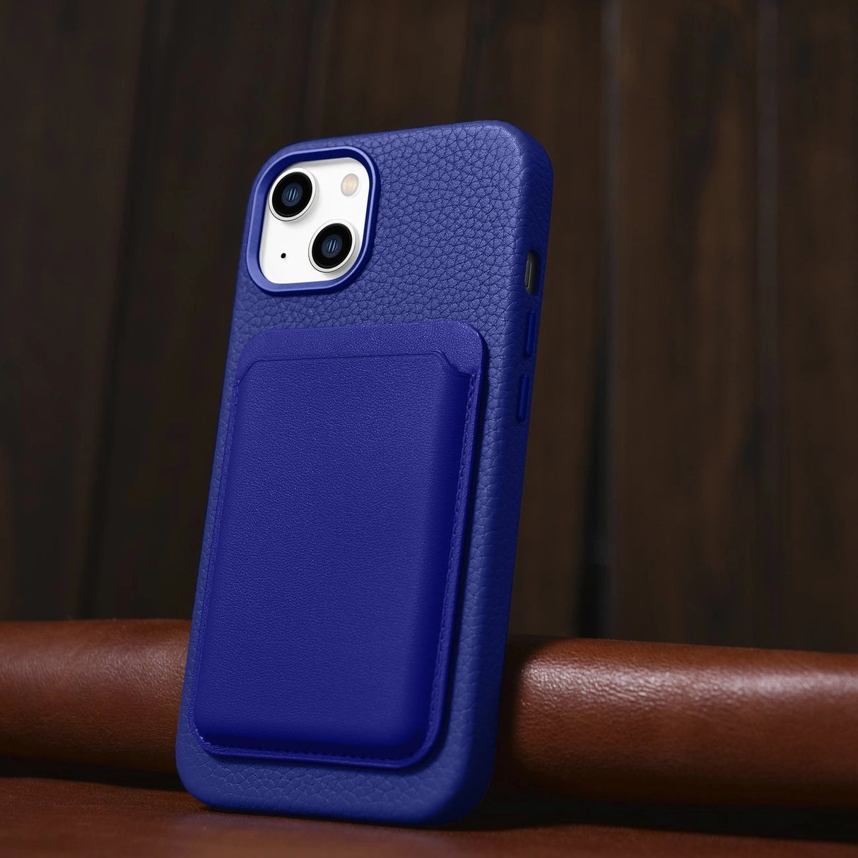 iCarer Litchi Premium Ledder Case iPhone 14 Plus Magnetisk Ledder Case med MagSafe Dark Blue (WMI14220711-DB)