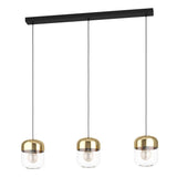 Eglo Maryvilla 3L sort/bruneret/klar/guld langbordspendel
