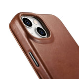 iCarer CE Oil Wax Premium Leather Folio Case iPhone 14 Plus magnetic flip case MagSafe brown (AKI14220707-BN)