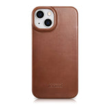 iCarer CE Oil Wax Premium Leather Folio Case iPhone 14 Plus magnetic flip case MagSafe brown (AKI14220707-BN)