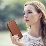 iCarer CE Oil Wax Premium Leather Folio Case iPhone 14 Plus magnetic flip case MagSafe brown (AKI14220707-BN)