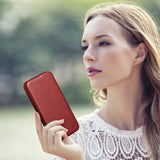 iCarer CE Oil Wax Premium Leather Folio Case iPhone 14 Plus Magnetic Flip Leather Folio Case MagSafe Red (AKI14220707-RD)