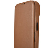 iCarer CE Premium læder Folio Case iPhone 14 Pro Magnetisk Flip læder Folio Case MagSafe brun (WMI14220714-BN)
