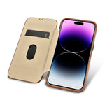 iCarer CE Premium læder Folio Case iPhone 14 Pro Magnetisk Flip læder Folio Case MagSafe brun (WMI14220714-BN)