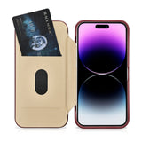 iCarer CE Premium Leather Folio Case iPhone 14 Pro Magnetisk Flip Leather Folio Case MagSafe Red (WMI14220714-RD)