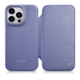 iCarer CE Premium læder Folio Case iPhone 14 Pro Magnetisk Flip læder Folio Case MagSafe Light Purple (WMI14220714-LP)