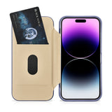 iCarer CE Premium læder Folio Case iPhone 14 Pro Magnetisk Flip læder Folio Case MagSafe Light Purple (WMI14220714-LP)