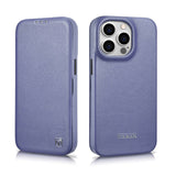 iCarer CE Premium læder Folio Case iPhone 14 Pro Magnetisk Flip læder Folio Case MagSafe Light Purple (WMI14220714-LP)