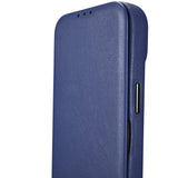 iCarer CE Premium læder Folio Case iPhone 14 Pro Magnetisk Flip læder Folio Case MagSafe Blue (WMI14220714-BU)