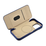 iCarer CE Premium læder Folio Case iPhone 14 Pro Magnetisk Flip læder Folio Case MagSafe Blue (WMI14220714-BU)