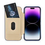 iCarer CE Premium læder Folio Case iPhone 14 Pro Magnetisk Flip læder Folio Case MagSafe Blue (WMI14220714-BU)