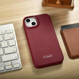 iCarer CE Premium læder Folio Case iPhone 14 Plus Magnetisk Flip læder Folio Case MagSafe Red (WMI14220715-RD)