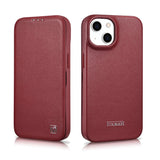 iCarer CE Premium læder Folio Case iPhone 14 Plus Magnetisk Flip læder Folio Case MagSafe Red (WMI14220715-RD)
