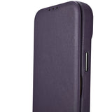 iCarer CE Premium læder Folio Case iPhone 14 Plus Magnetisk Flip læder Folio Case MagSafe mørk lilla (WMI14220715-DP)