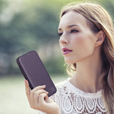 iCarer CE Premium læder Folio Case iPhone 14 Plus Magnetisk Flip læder Folio Case MagSafe mørk lilla (WMI14220715-DP)