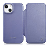 iCarer CE Premium læder Folio Case iPhone 14 Plus Magnetisk Flip læder Folio Case MagSafe Light Purple (WMI14220715-LP)