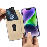 iCarer CE Premium læder Folio Case iPhone 14 Plus Magnetisk Flip læder Folio Case MagSafe Light Purple (WMI14220715-LP)