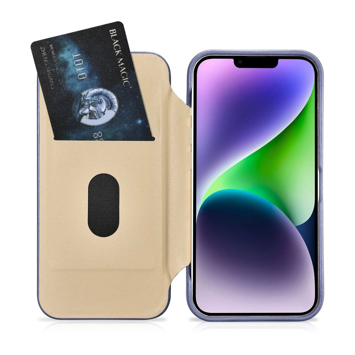 iCarer CE Premium læder Folio Case iPhone 14 Plus Magnetisk Flip læder Folio Case MagSafe Light Purple (WMI14220715-LP)