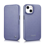iCarer CE Premium læder Folio Case iPhone 14 Plus Magnetisk Flip læder Folio Case MagSafe Light Purple (WMI14220715-LP)