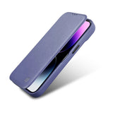 iCarer CE Premium læder Folio Case iPhone 14 Plus Magnetisk Flip læder Folio Case MagSafe Light Purple (WMI14220715-LP)