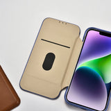 iCarer CE Premium læder Folio Case iPhone 14 Plus Magnetisk Flip læder Folio Case MagSafe Blue (WMI14220715-BU)