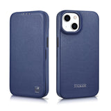 iCarer CE Premium læder Folio Case iPhone 14 Plus Magnetisk Flip læder Folio Case MagSafe Blue (WMI14220715-BU)