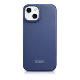 iCarer CE Premium læder Folio Case iPhone 14 Plus Magnetisk Flip læder Folio Case MagSafe Blue (WMI14220715-BU)